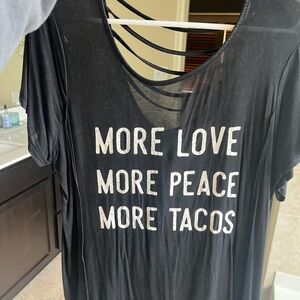 Black Graphic Tee with White Text